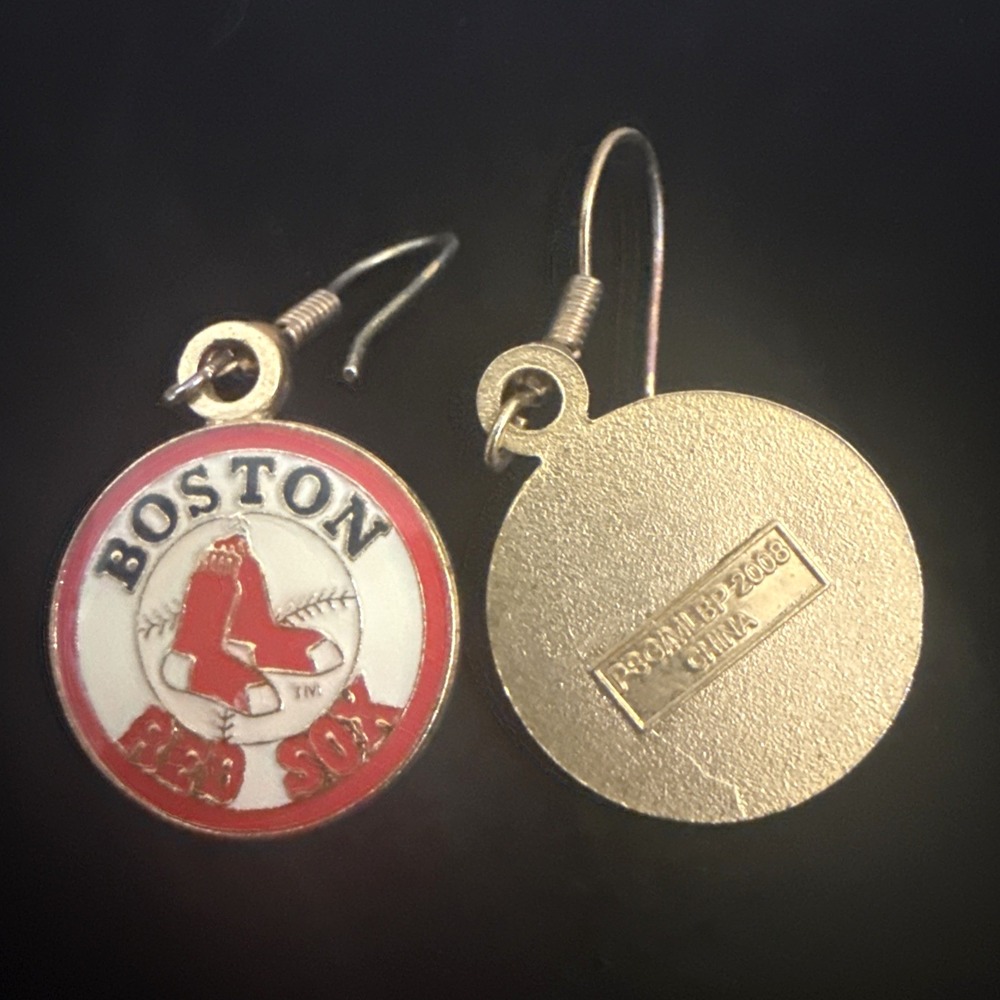 Boston Red Sox Round Logo J Hook Earrings Fashion MLB‎